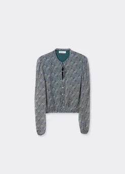 Blusa Corta Botones Estampado