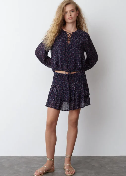 Blusa Tiras Cruzadas Estampada
