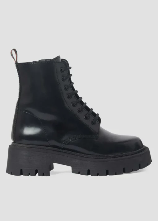 Bota Acordonada Piel