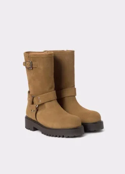Bota Biker Hebilla Piel