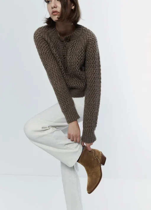 Botin Tachas Talon Piel