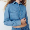 Camisa Denim Cropped