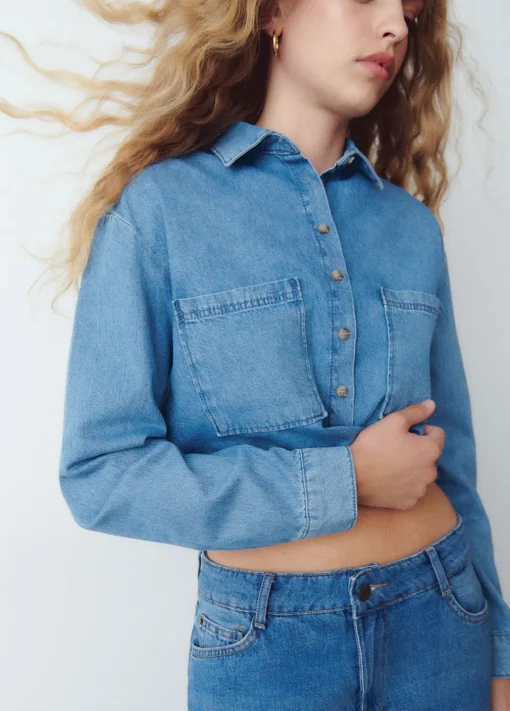 Camisa Denim Cropped