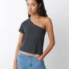 Camiseta Asimetrica Manga Corta Antracita