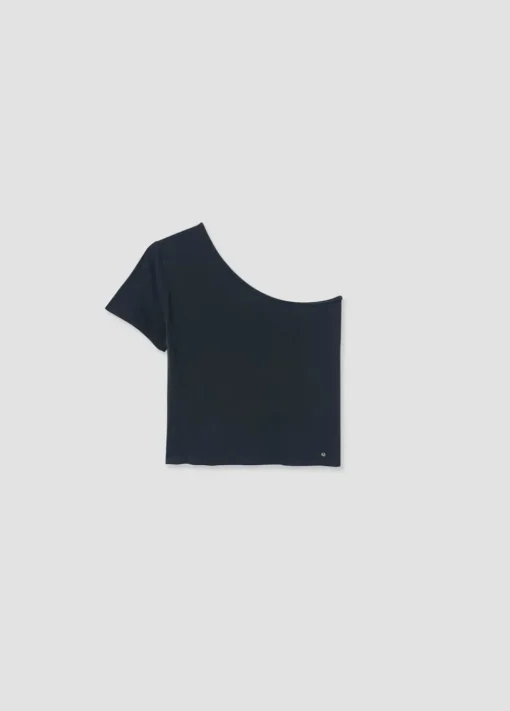 Camiseta Asimetrica Manga Corta Antracita