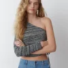 Camiseta Manga Larga Asimetrica Frunce