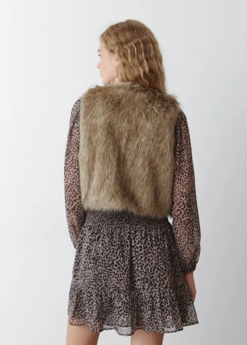 Chaleco Cropped Efecto Pelo