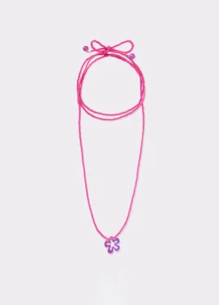 Collar Algodon Flor Resina