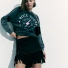 Falda Efecto Ante Flecos Y Tachas