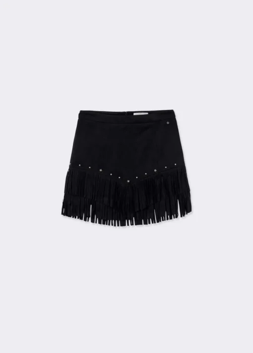 Falda Efecto Ante Flecos Y Tachas
