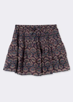 Falda Estampado Indio Volantes Lurex