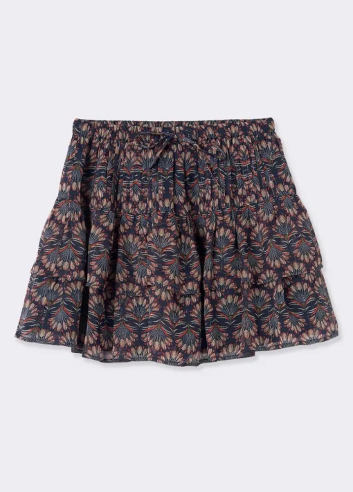 Falda Estampado Indio Volantes Lurex