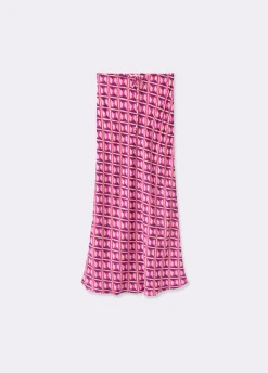 Falda Midi Estampada Satinada