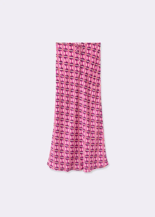 Falda Midi Estampada Satinada