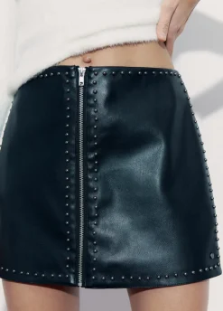 Falda Pu Cremallera Y Tachas