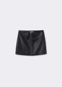 Falda Pu Cremallera Y Tachas