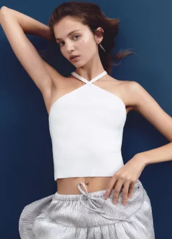 Falda Volantes Tejido Plateado