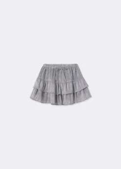 Falda Volantes Tejido Plateado