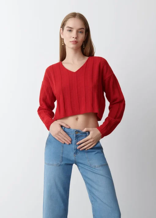 Jersey Cropped Cuello Pico