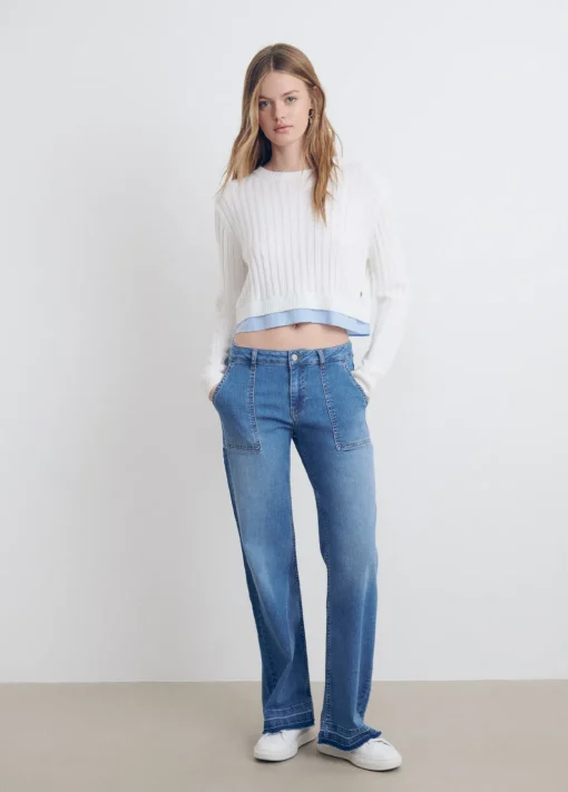 Jersey Cropped Detalle Camisa