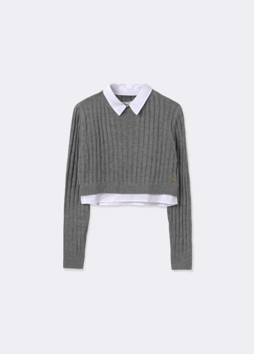 Jersey Cropped Detalle Camisa