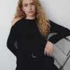 Jersey Cut Out Hilo Metalizado Negro