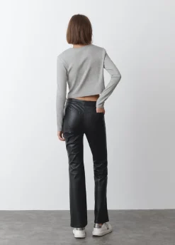 Pantalon Efecto Piel Acordonado
