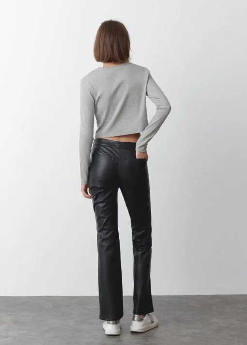 Pantalon Efecto Piel Acordonado