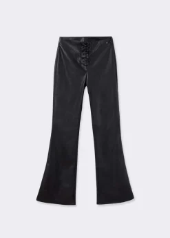 Pantalon Efecto Piel Acordonado
