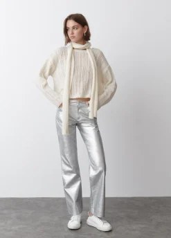 Pantalon Metalizado Efecto Piel