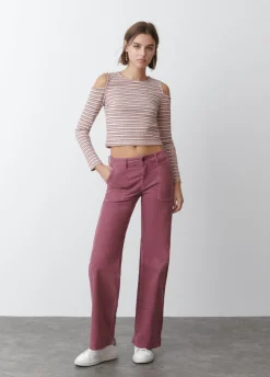 Pantalon Pana Culotte Bolsillo Frontal