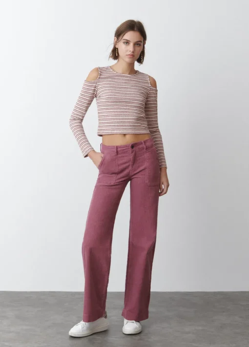 Pantalon Pana Culotte Bolsillo Frontal