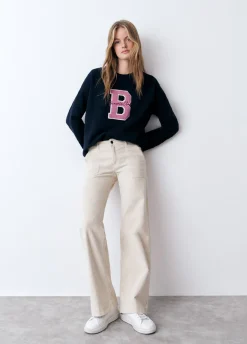 Pantalon Pana Culotte Bolsillo Frontal