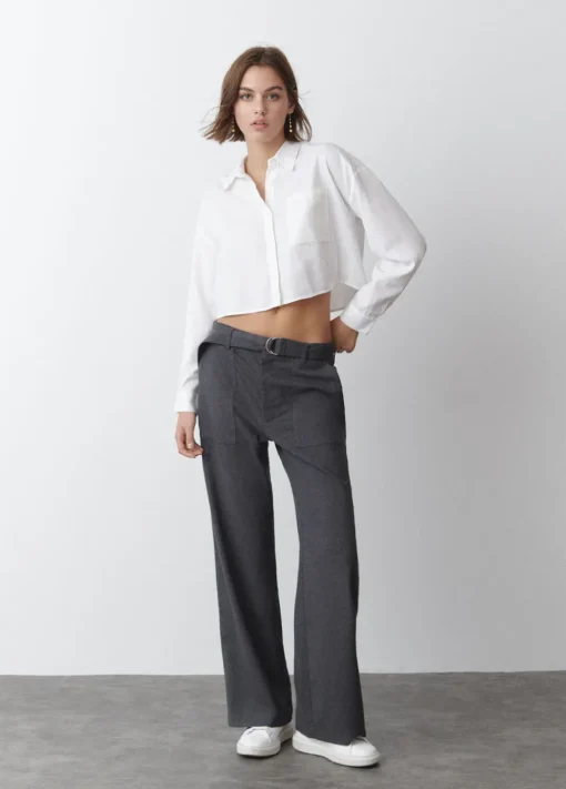 Pantalon Recto Con Cinturon