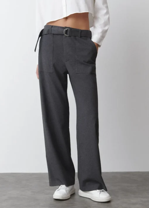 Pantalon Recto Con Cinturon