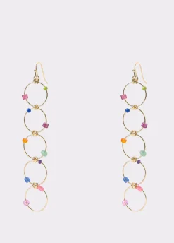 Pendientes Largo Cinco Aros Piedras