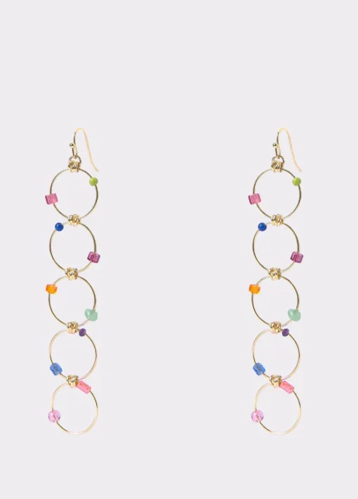 Pendientes Largo Cinco Aros Piedras