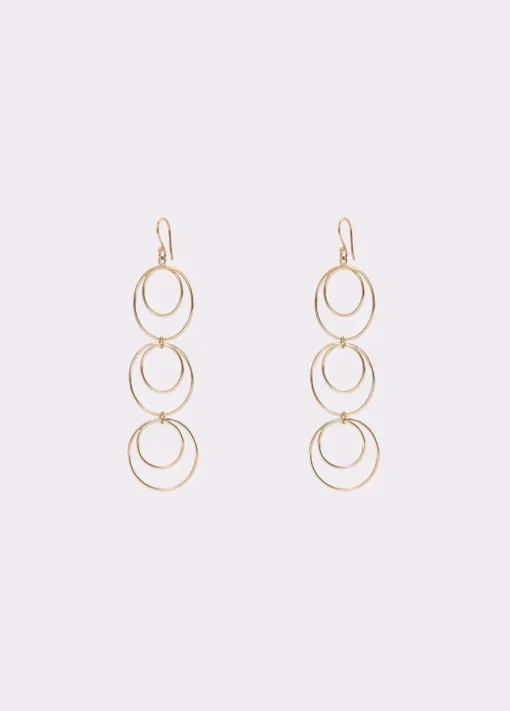 Pendientes Largos Tres Aros Dobles