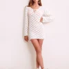 Vestido Crochet Corto Manga Larga