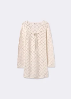 Vestido Crochet Corto Manga Larga