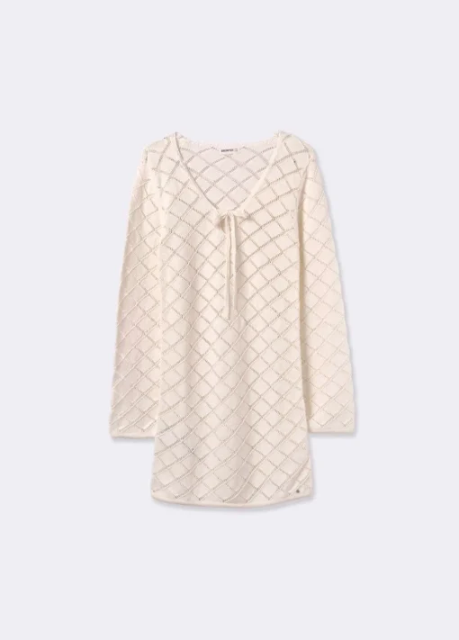 Vestido Crochet Corto Manga Larga