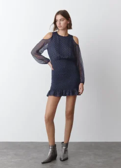 Vestido Hombros Cut Out Falda Smock