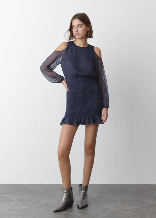 Vestido Hombros Cut Out Falda Smock