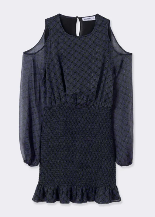 Vestido Hombros Cut Out Falda Smock